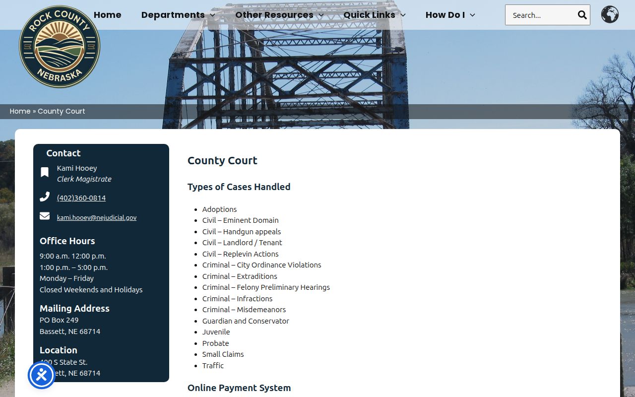 Rock County warrant lookup County Court contact