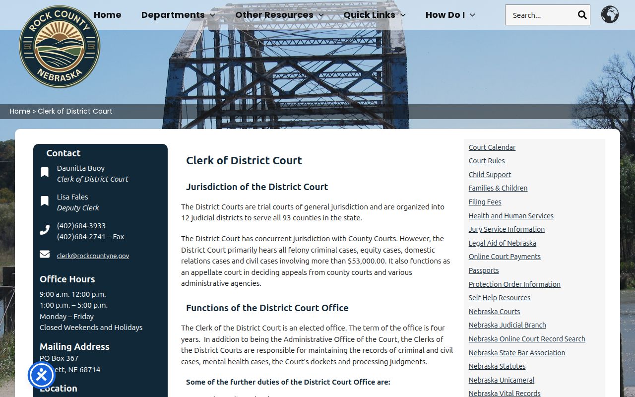 Rock County warrant lookup District Court clerk source
