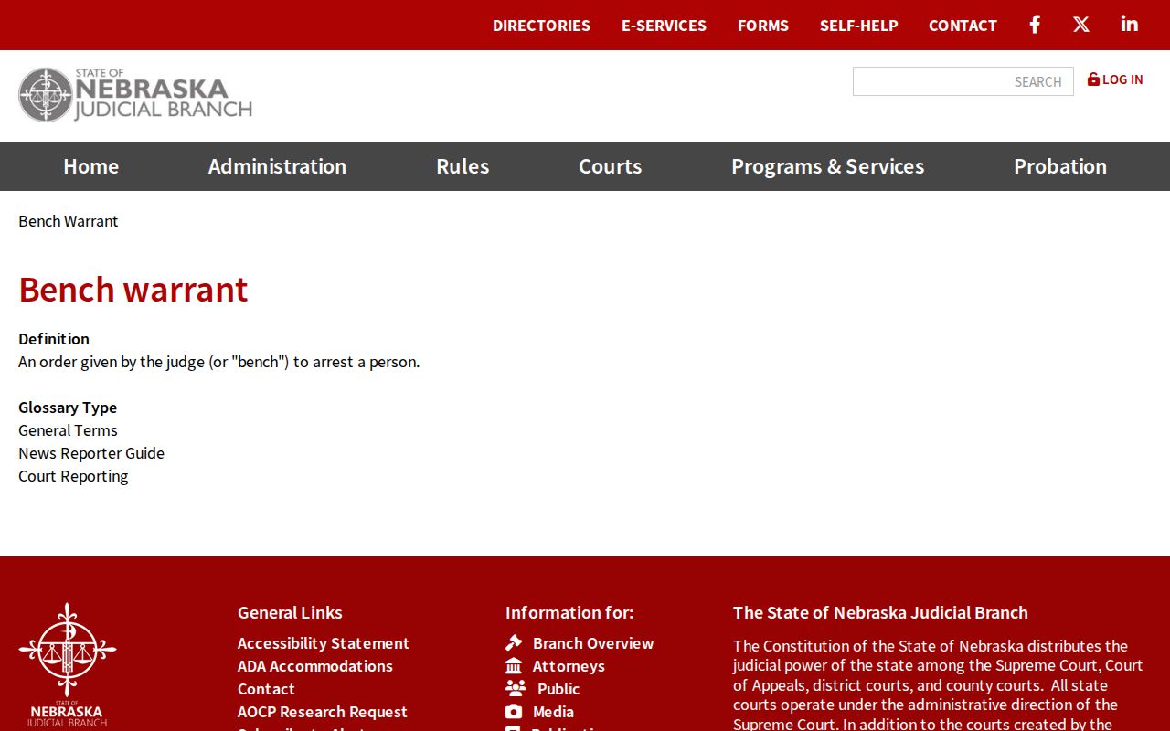 Rock County bench warrant search definition source